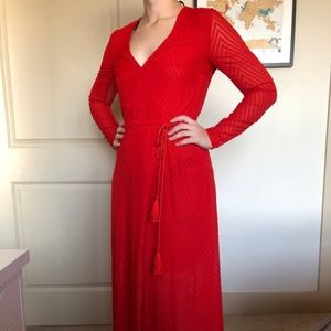 Red Long-Sleeved H&M Gown